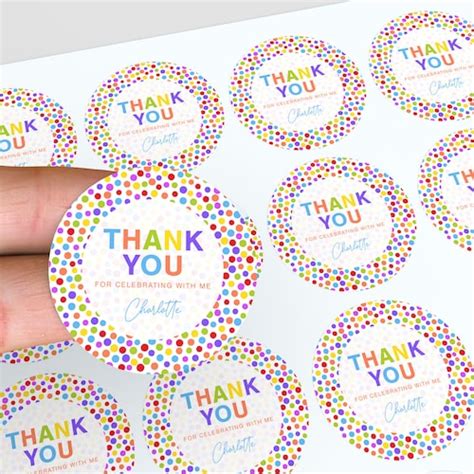 X35 Personalised Rainbow Happy Birthday Stickers Thank You Etsy