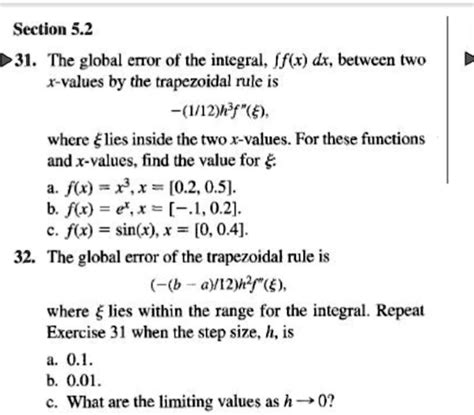 Solved Section 5 2 31 The Global Ertor Of The Integral F X Dx