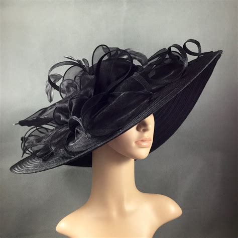 Black Wide Brim Funeral Hat Kentucky Derby Hatchurch Hat