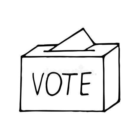 Ballot Paper Into The Box And Lettering Vote Sketch Icon Sticker