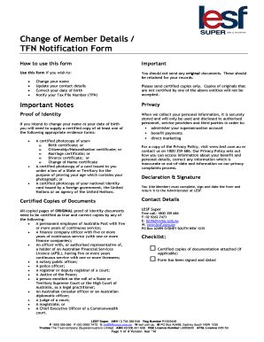 Fillable Online TFN Notification Form Fax Email Print PdfFiller