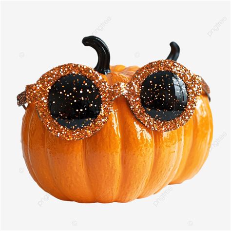 Halloween Pumpkins Eyeglasses With Glitter Decoration Halloween Pumpkin Eyeglasses Png