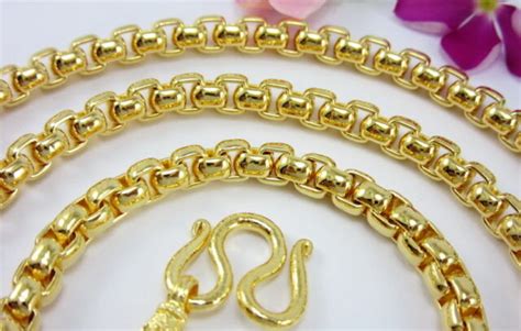 Classy Box Link Baht Chain 20 And 24 22k 24k Gold Gp Thai Heavy