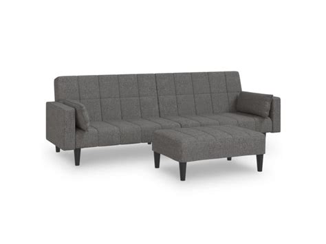 Vidaxl canapé lit 2 places deux oreillers repose pied gris clair tissu