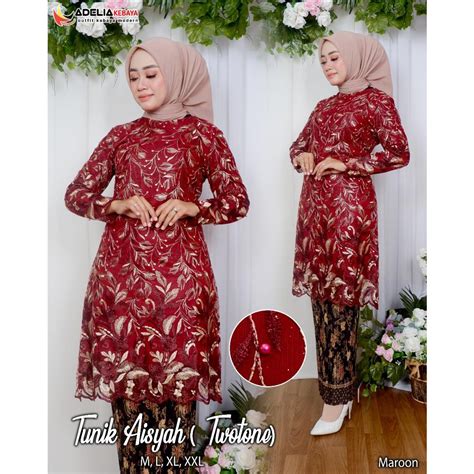 Jual Ak Setelan Kebaya Tunik Twotone Aisyah Kebaya Modern Outfit