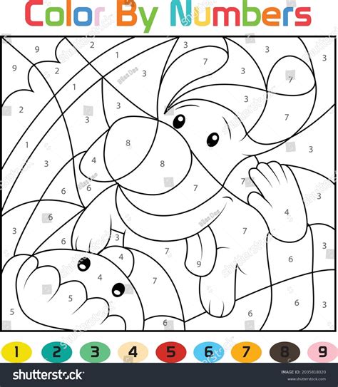 Dog Coloring Page Color By Numbers Stock Vector (Royalty Free ...