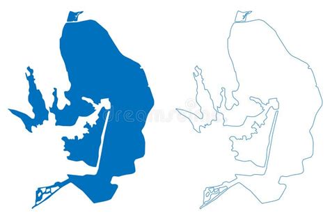 Lake Dal and Nigeen Republic of India Map Vector Illustration, Scribble ...