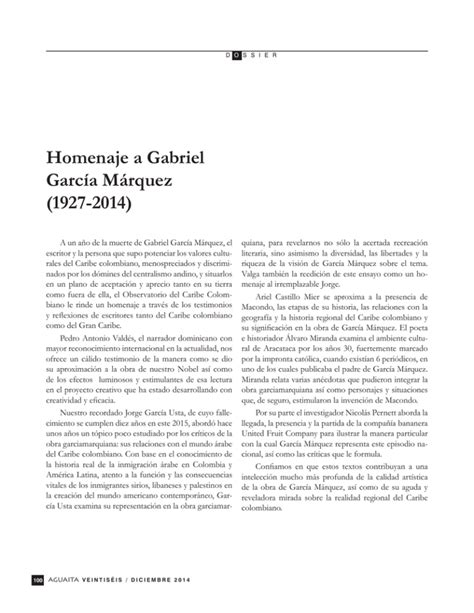 Homenaje A Gabriel Garcia Marquez