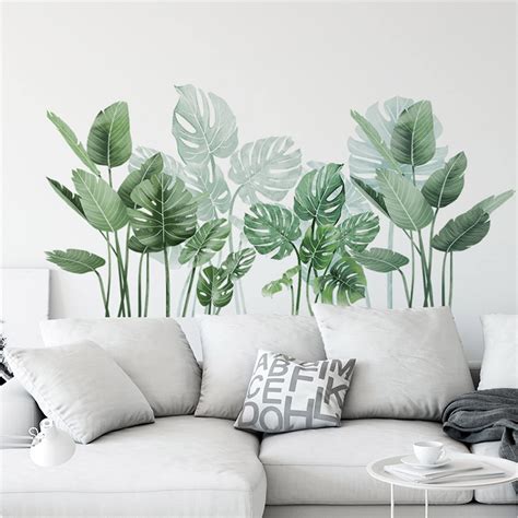 Watercolor Art Tropical Monstera Leaf Palm Tree Leaf Plants