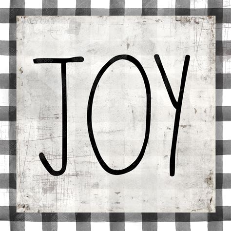 "Joy" black and white plaid, Print on Wood and Print to be Framed