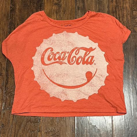 Coca Cola Women S Red And White Crop Top Depop