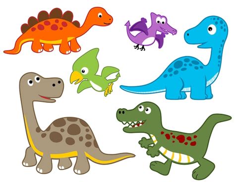 Premium Vector Vector Set Of Colorful Dinosaurs Cartoon