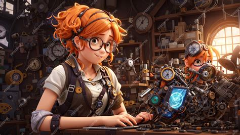 Premium Photo Anime Girl Image Showcasing A Techsavvy And Ingenious Inventor With Short Spunky