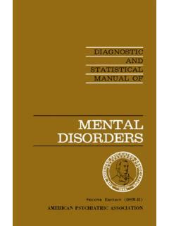 Diagnostic and Statistical Manual of Mental Disorders (DSM-II ...
