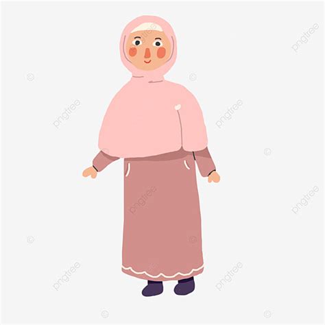 Garota Hijab Vestido Rosa Simples PNG Jiab Menina Hijab Hajaber