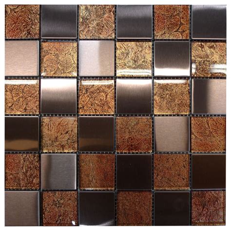 W31 Copper Glass Copper Steel Mosaic Contemporary Tile Los Angeles By