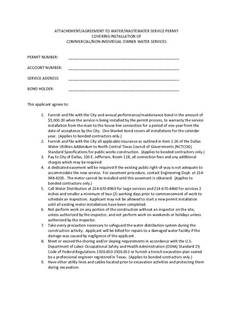 Fillable Online ATTACHEMENT AGREEMENT TO WATER WASTEWATER SERVICE