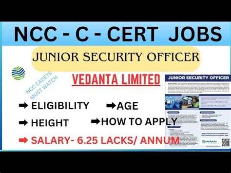 Ncc C Certificate Job Opportunity Salary Lacks Vedanta