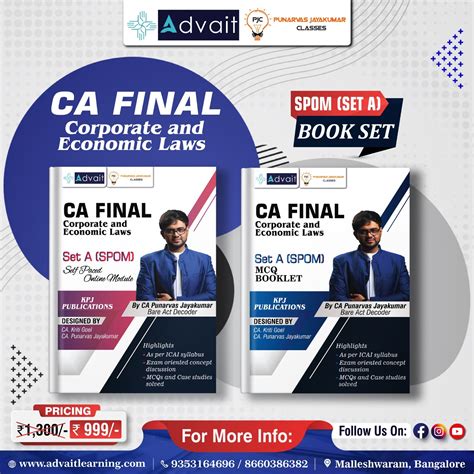 Ca Final Corporate Economic Laws Set A Spom Book Set Advait