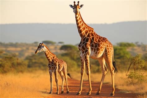 Premium AI Image A Serene Encounter A Glimpse Of Graceful Giraffes In