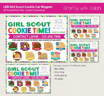 Girl Scout 2024 LBB Cookie Car Magnet Sign Template Editable Text