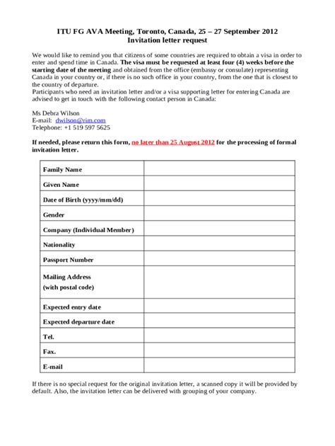 How to Write an Invitation Letter for Canada Visa? Doc Template | pdfFiller