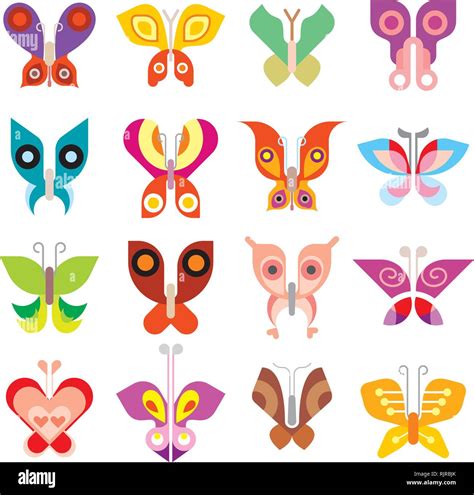 Butterflies Large Set Of Isolated Vector Icons On White Background