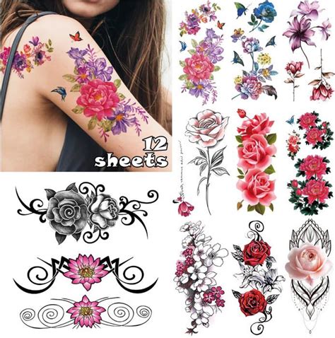 Feuilles Faux Tatouage Tatouage Ephemere Femme Autocollant D