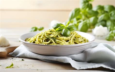 Free Photo Delicious Pesto Pasta On Plate