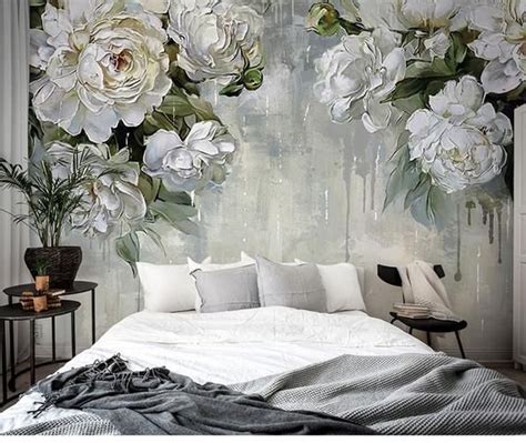 Grey Floral Wallpaper Bedroom Simple grey and white color wallpaper ...