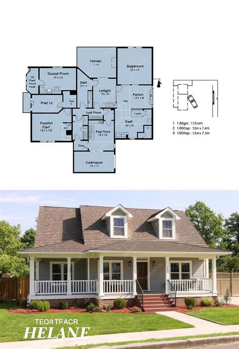 A Classic House Plan with Detailed Blueprint and House Model for Home ...