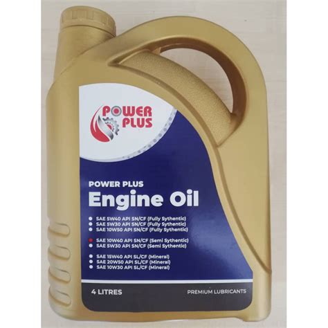 Power Plus Semi Synthetic 10W40 5W30 API SN Engine Oil Lubricant 4Litre