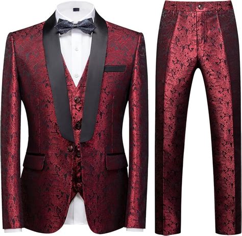 Kudoro Men S Suits Piece Regular Fit Skinny Paisley Jacquard Tuxedo