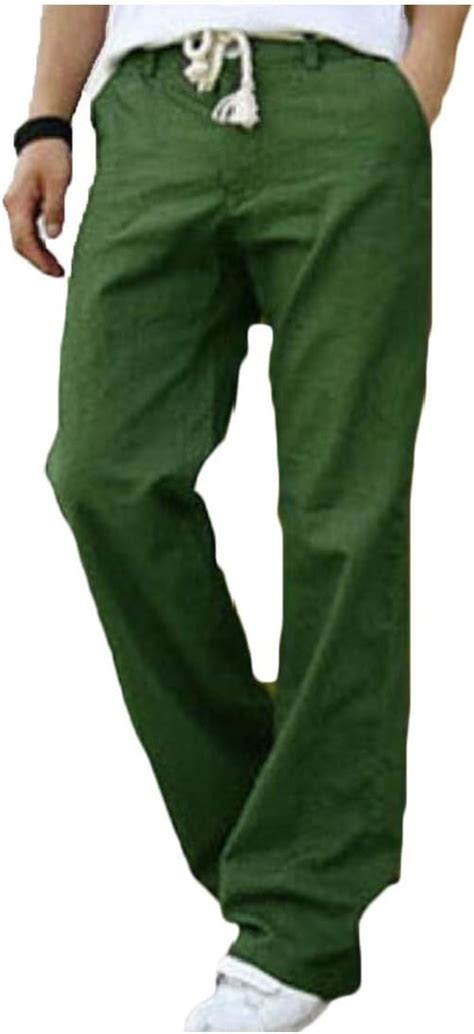 Generic Pantalones Sueltos De Lino Con Cord N Para Hombre Pantalones