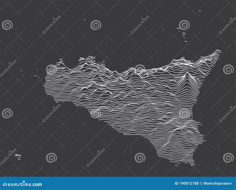 Dark Contour Relief Map Of Sicily Vector Illustration CartoonDealer