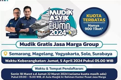 Banyak Hadiah Mudik Gratis Jasa Marga Kuota Terbatas Pendaftaran