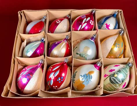 Vintage Fantasia Poland Christmas Ornaments Hand Painted Tear Etsy