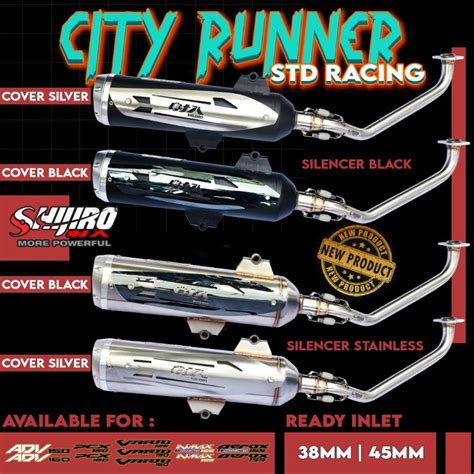 Jual KNALPOT STANDAR RACING SHIJIRO TYPE CITY RUNNER BLACK FOR AEROX N