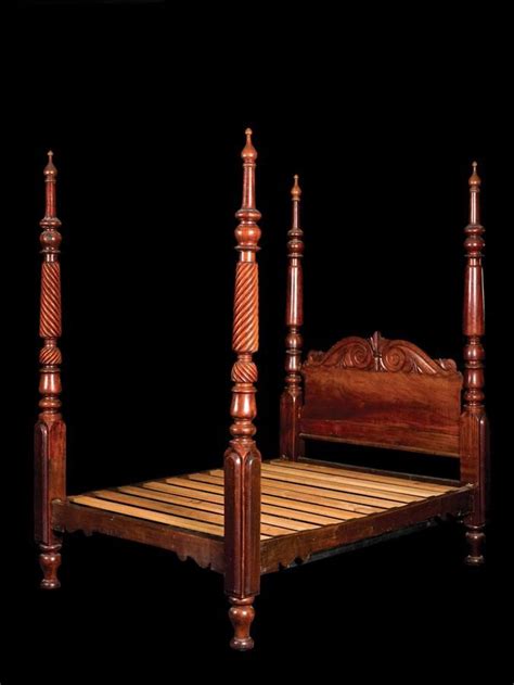 Cedar 4 Poster Bed With Barley Twist Columns And Scrolling Headboard Beds And Cots Furniture