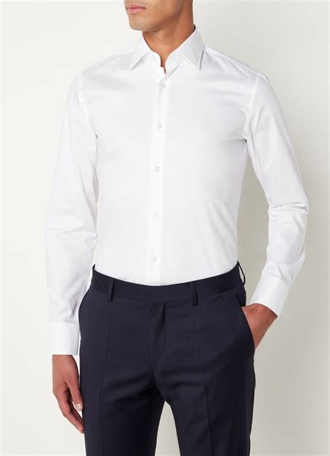 Hugo Boss H Hank Kent Slim Fit Overhemd • Wit • De Bijenkorf