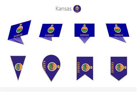 Kansas US State flag collection, eight versions of Kansas vector flags ...