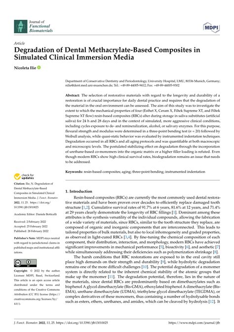 degradation  dental methacrylate based composites  simulated