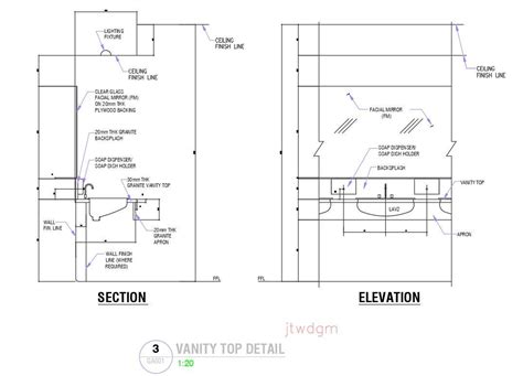 Section And Elevation Of Vanity Top Detail In Autocad 2d Drawing Dwg File Cad File Cadbull