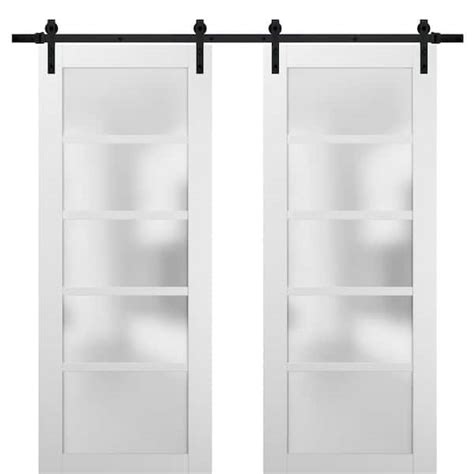 Sartodoors 84 In X 96 In 5 Panel 5 Lite Frosted Glass White Finished