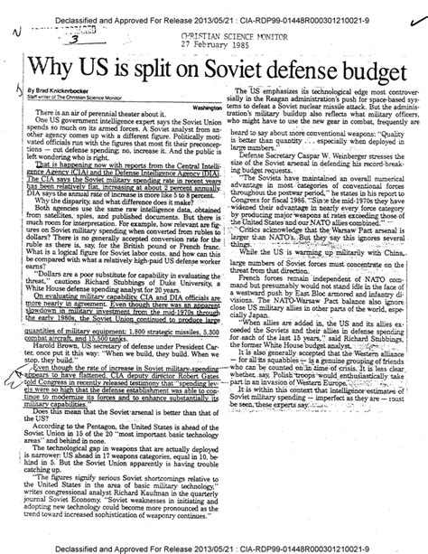 Why Us Is Split On Soviet Defense Budget Documentcloud