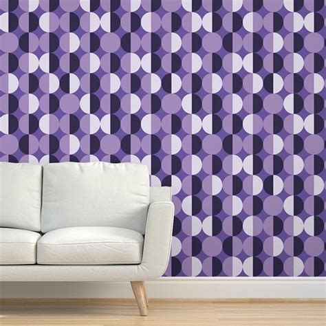 Mid-century modern retro circles grape purple Removable Wallpaper ...