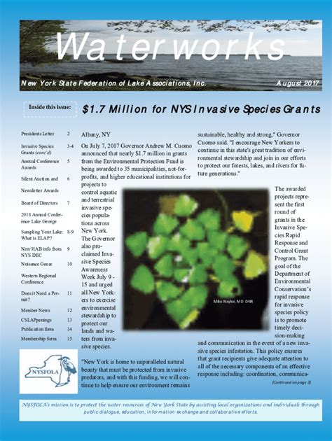 Fillable Online 7 Million For NYS Invasive Species Grants Fax Email