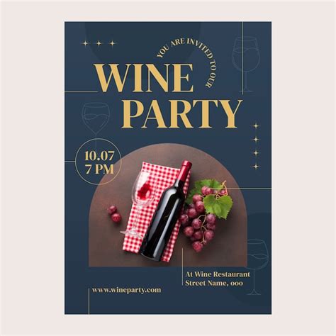 Free Vector Flat Design Wine Party Invitation Template