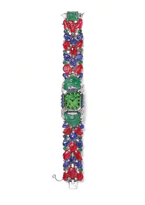 Cartier Tutti Frutti Platinum Bracelet Watch From Set