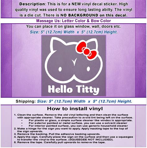 Hello Titty Funny Window Sticker Vinyl Jdm Hello Kitty Cat Vw Art Decal